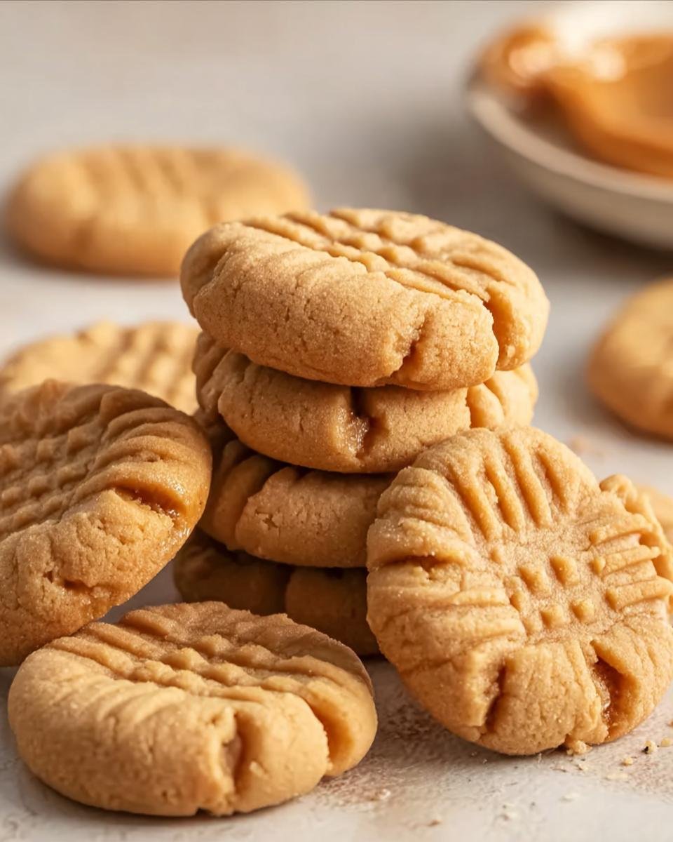 A stack of freshly baked Homemade Copycat Nutter Butters cookies, featuring the classic fork-pressed design.