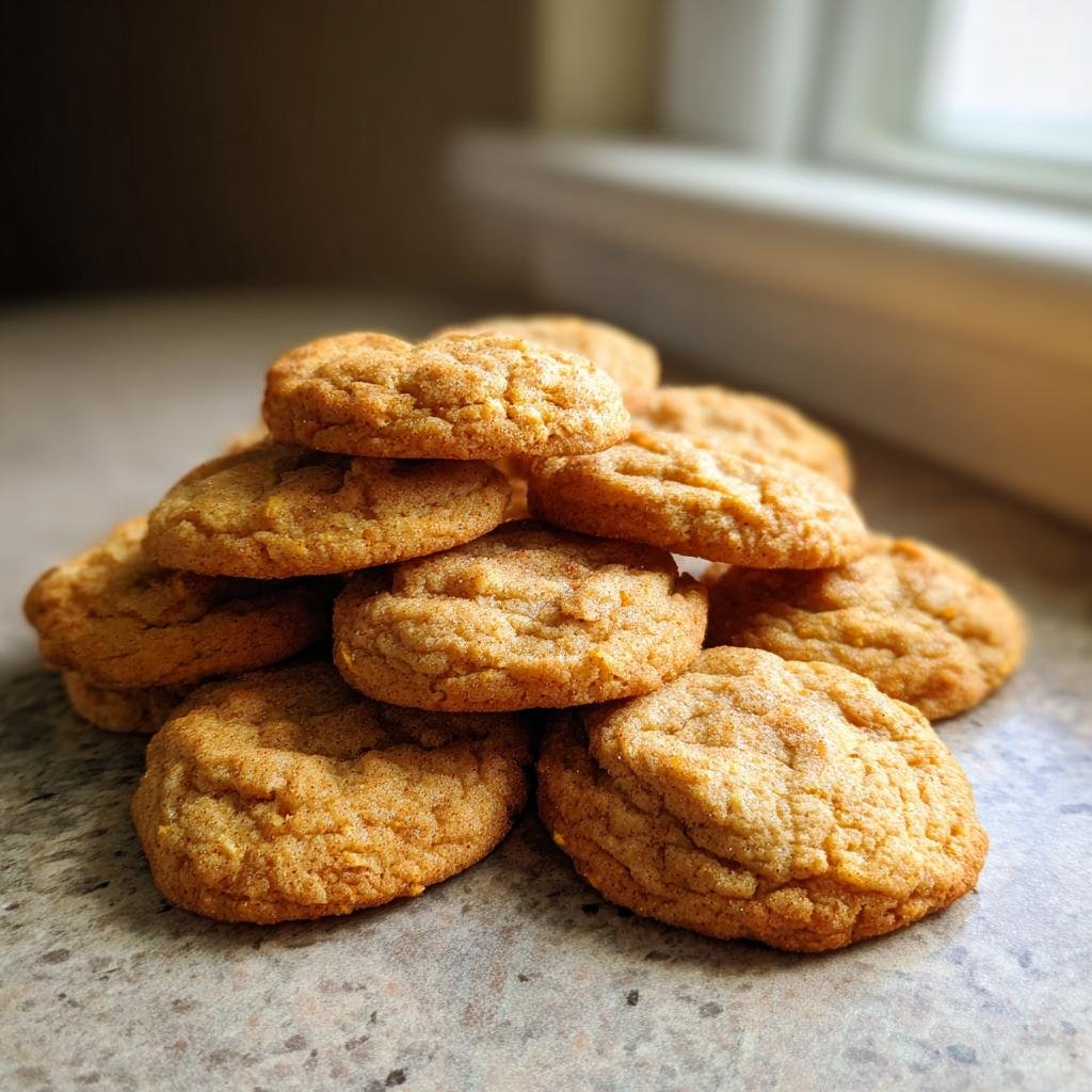 A stack of freshly baked Chewy Maple Pumpkin Cookies, showcasing their soft texture and golden-brown color.