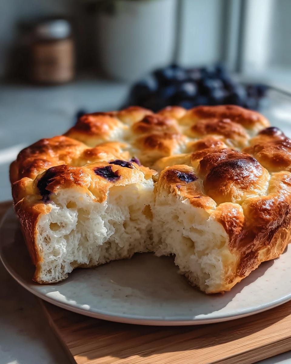 Close-up of freshly baked Cottage Cheese Cloud Bread, showing its light and airy texture.