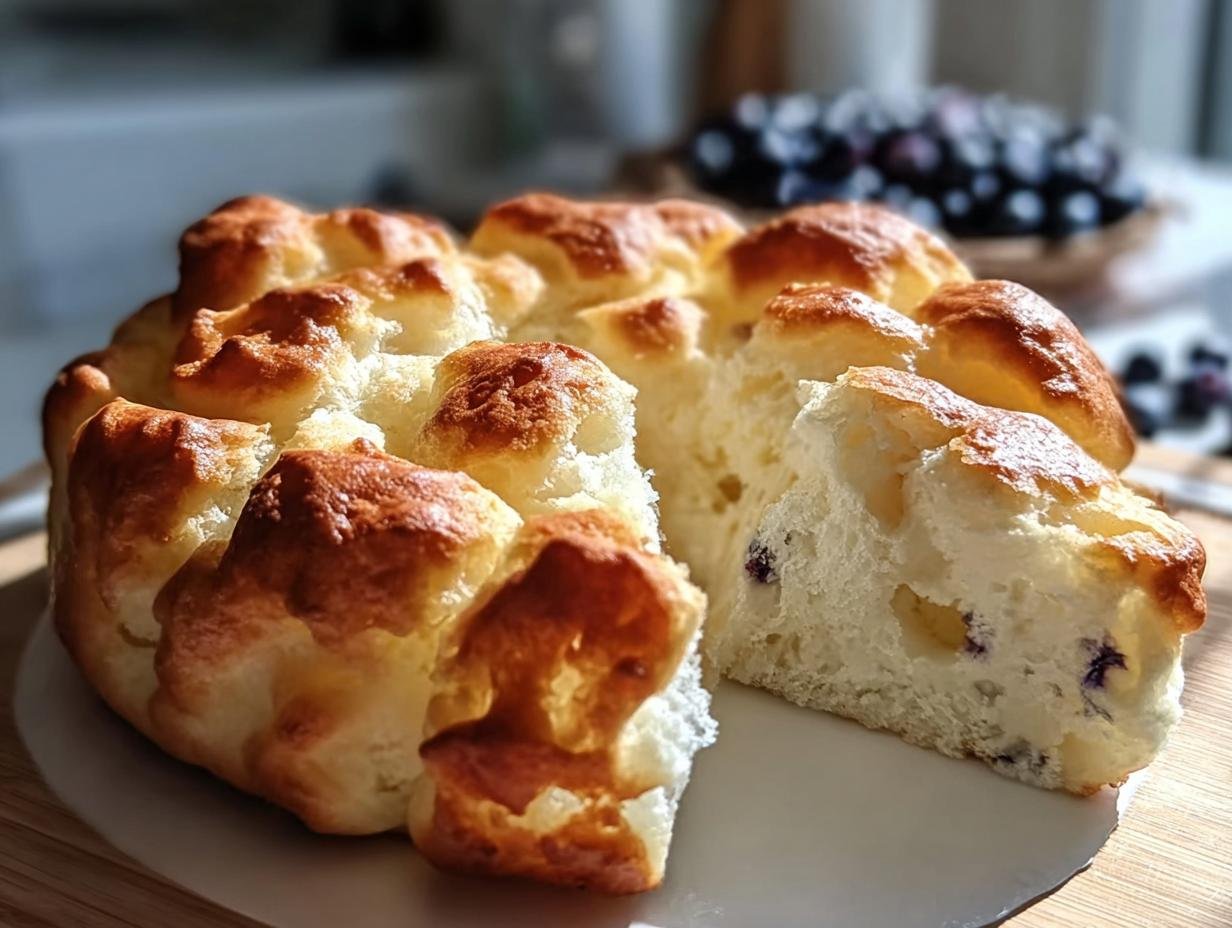 Close-up of sliced Cottage Cheese Cloud Bread, showing its light and airy texture.