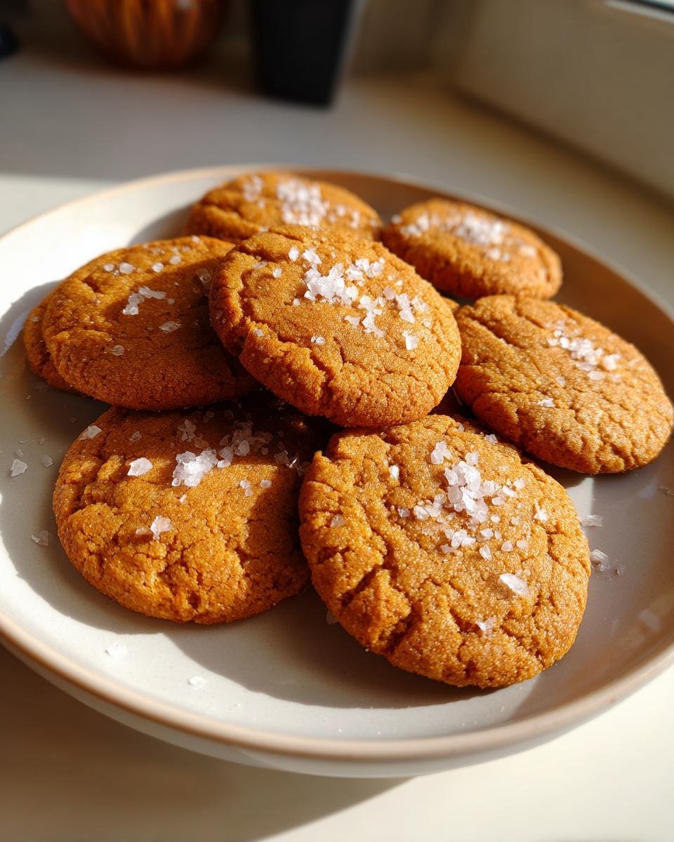 A plate of delicious French Salted Butter Cookies, golden brown and sprinkled with sea salt.
