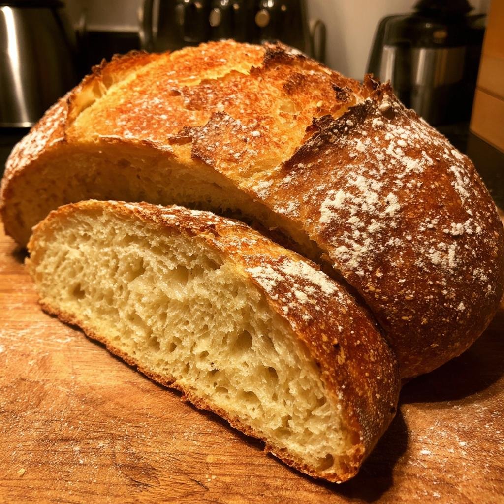 A loaf of fresh Italian bread with a slice cut, showing the airy texture and golden crust.
