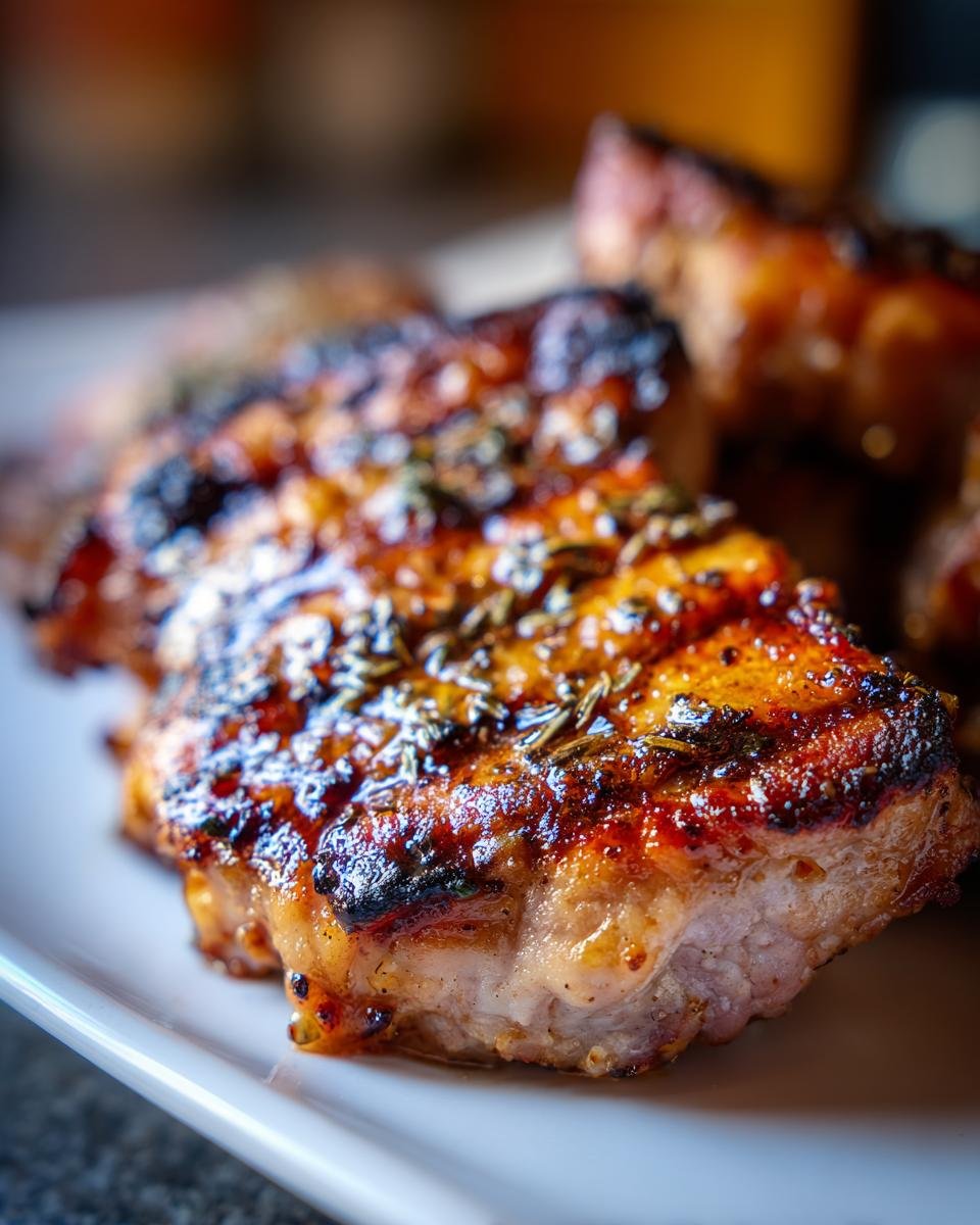 Close-up of grilled chicken with herbs, showcasing the delicious Grilled Chicken Marinade.