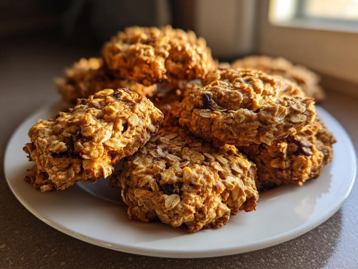 A plate of freshly baked homemade Breakfast Cookies, golden brown and ready to eat.
