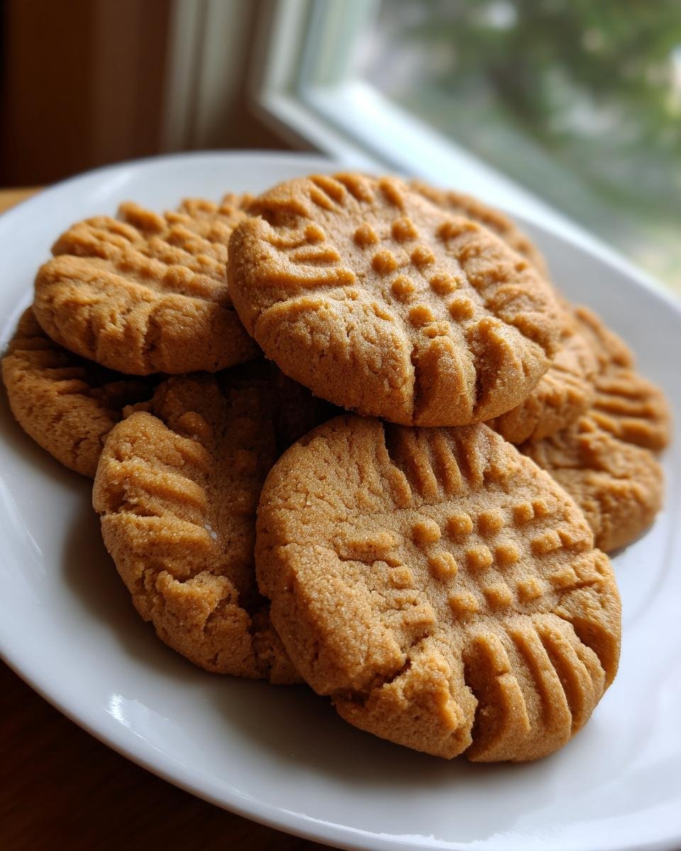 A plate of freshly baked Homemade Copycat Nutter Butters cookies, golden brown and peanut buttery.