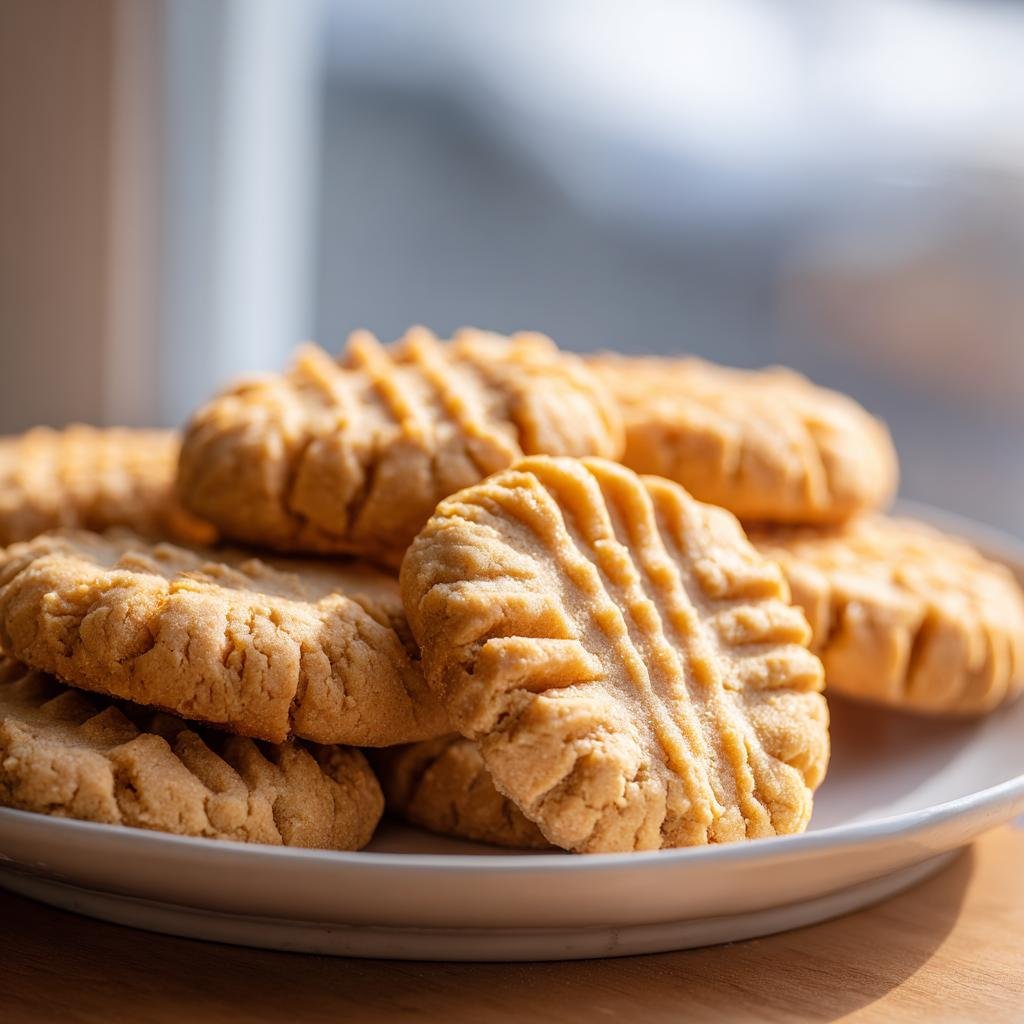 A plate of freshly baked Homemade Copycat Nutter Butters cookies, close-up.