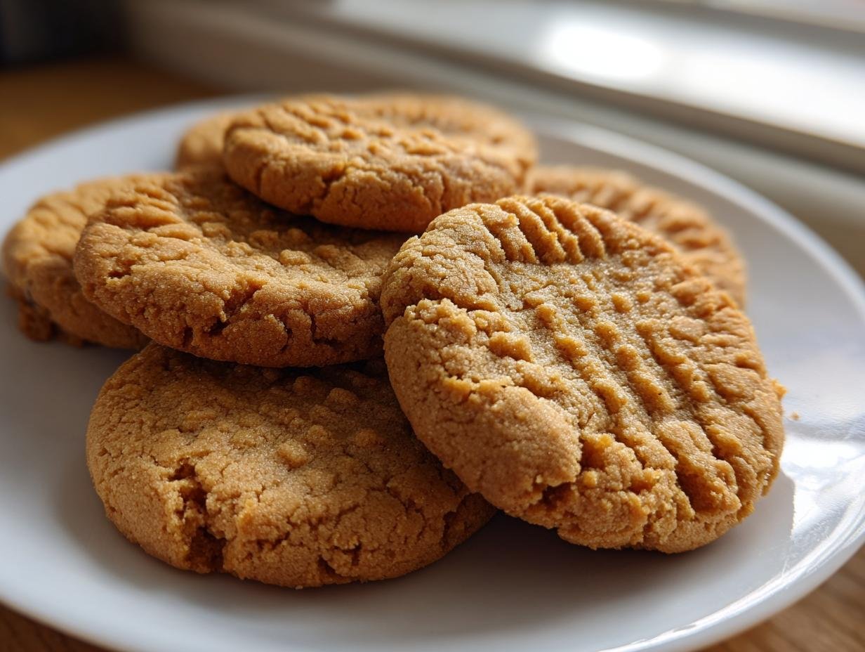 A plate of freshly baked Homemade Copycat Nutter Butters, showcasing their signature fork-pressed pattern.