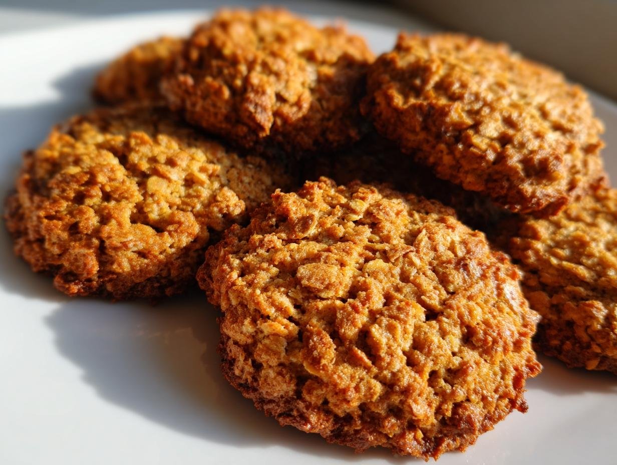 A stack of freshly baked Low Sugar Oatmeal Cookies on a white plate, ready to be enjoyed.