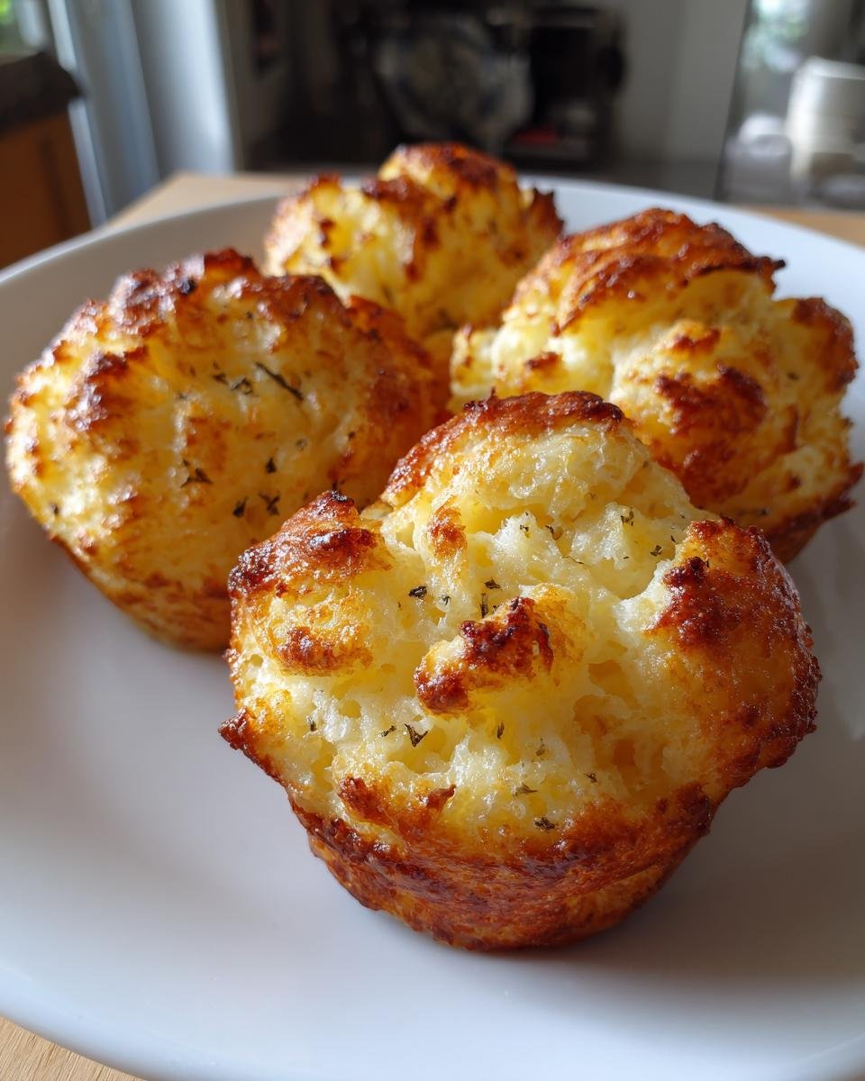 Four golden-brown Mashed Potato Puff Bites on a white plate, ready to be served.