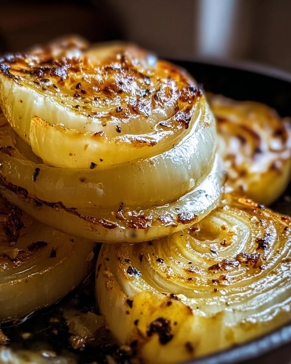 Close-up of caramelized Tennessee Onions showing their tender layers and golden-brown color.