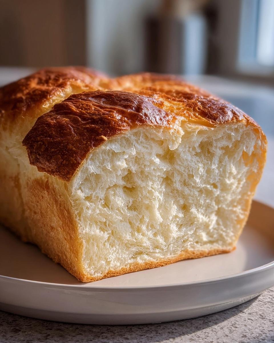 Close-up of a loaf of Yogurt Bread Recipe, showing the soft, airy crumb and golden crust.