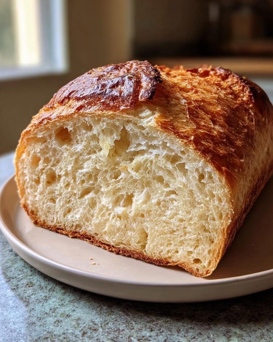 A loaf of Yogurt Bread Recipe bread, sliced to show the soft, airy crumb and golden crust.