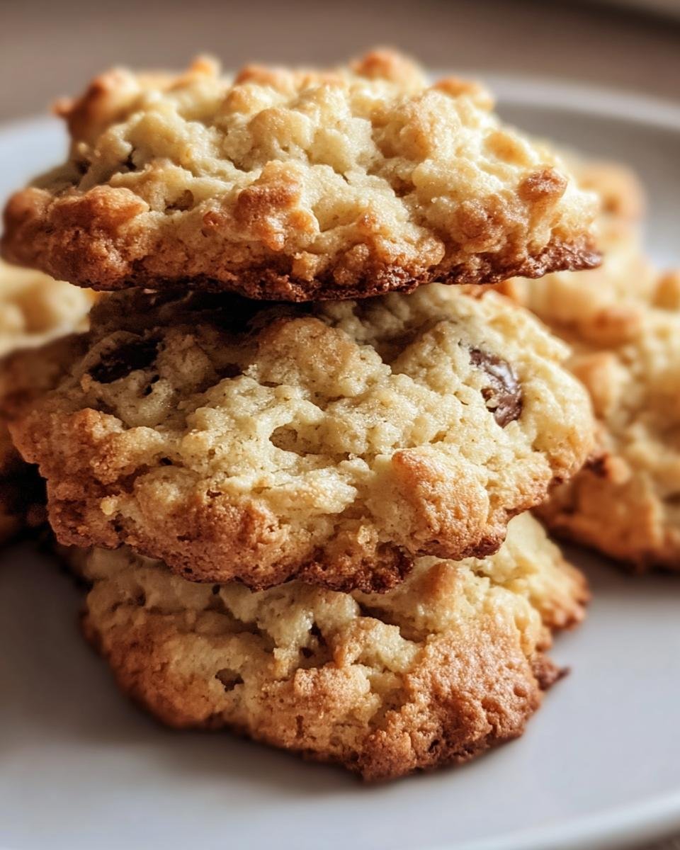A stack of three golden Cottage Cheese Protein Cookies, showcasing their texture and delicious appearance.