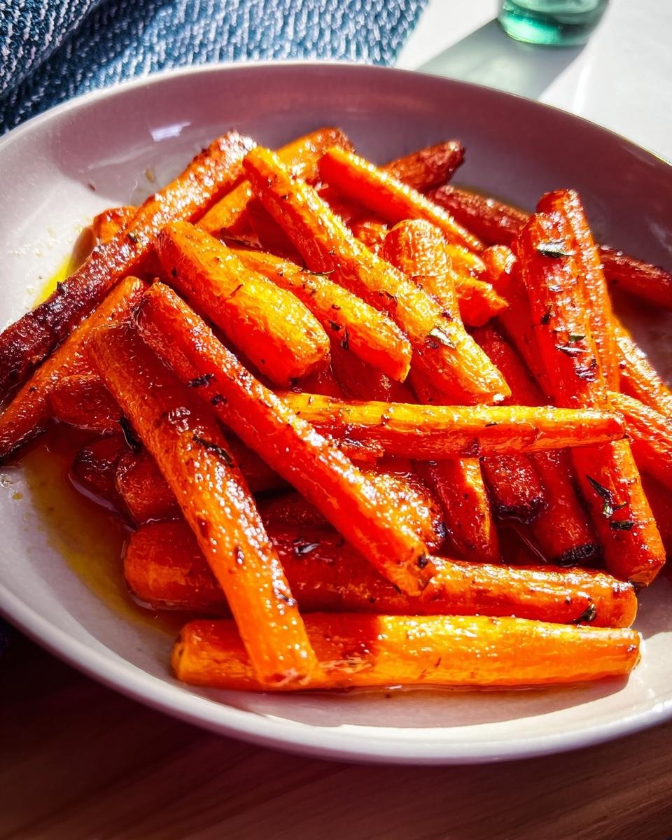 A bowl of beautifully glazed, roasted carrots, a perfect side dish for prime rib.