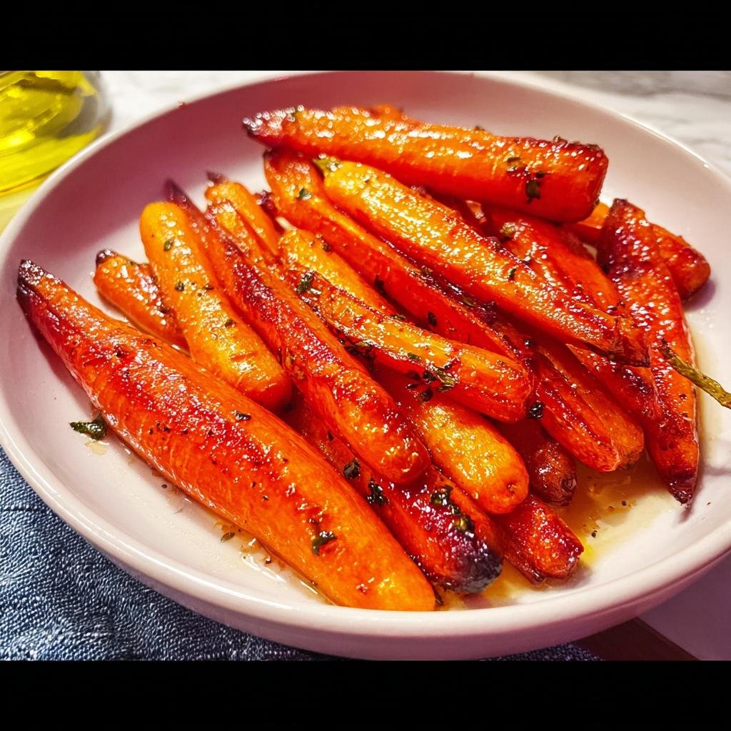 A bowl of beautifully glazed, roasted carrots, a perfect side dish for what to serve with prime rib.