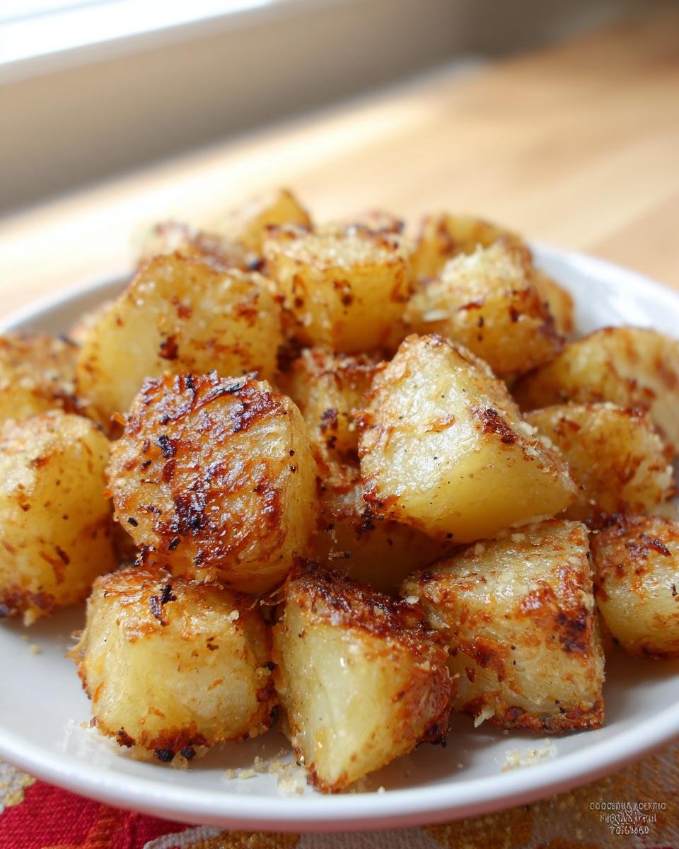 Close-up of crispy, golden roasted potatoes seasoned and ready to eat from the Lipton Onion Potatoes Recipe.