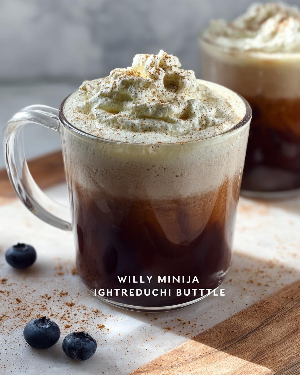 Close-up of a layered iced coffee drink topped with whipped cream and cinnamon, resembling a Starbucks Secret Menu Drink.