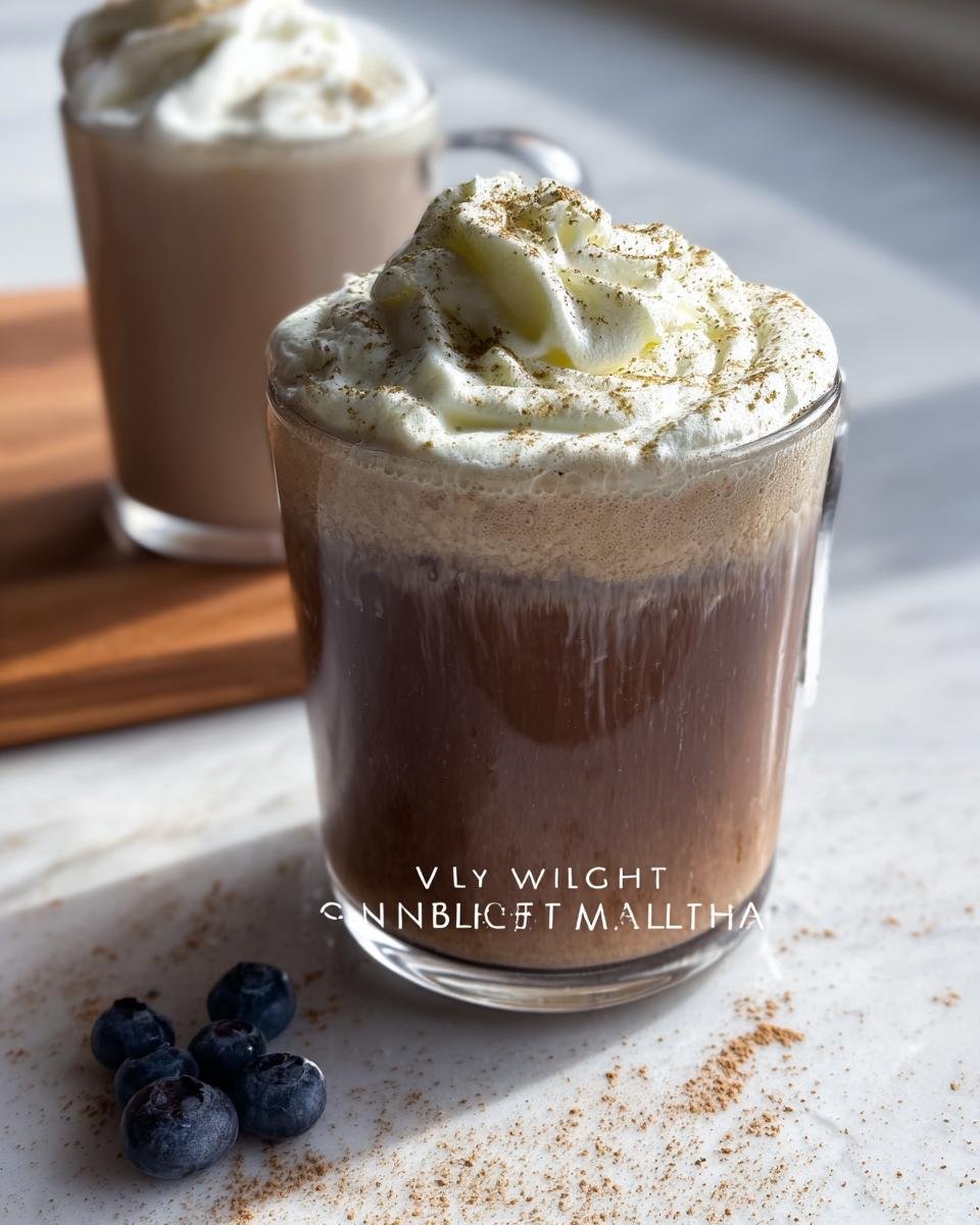 Close-up of a rich, dark Starbucks Secret Menu Drinks copycat topped with whipped cream and spice dust.