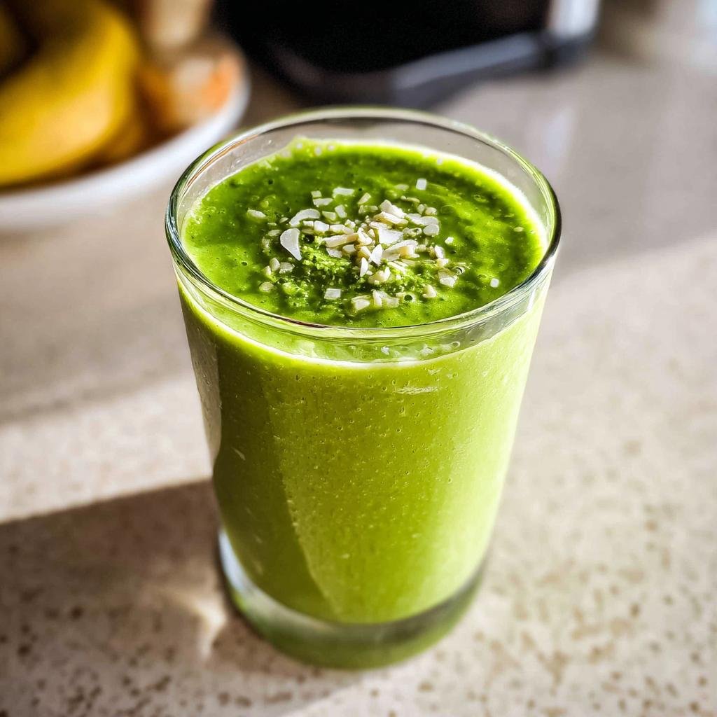 Close-up of a vibrant green smoothie topped with chopped nuts or seeds, representing an easy Starbucks Drinks order.