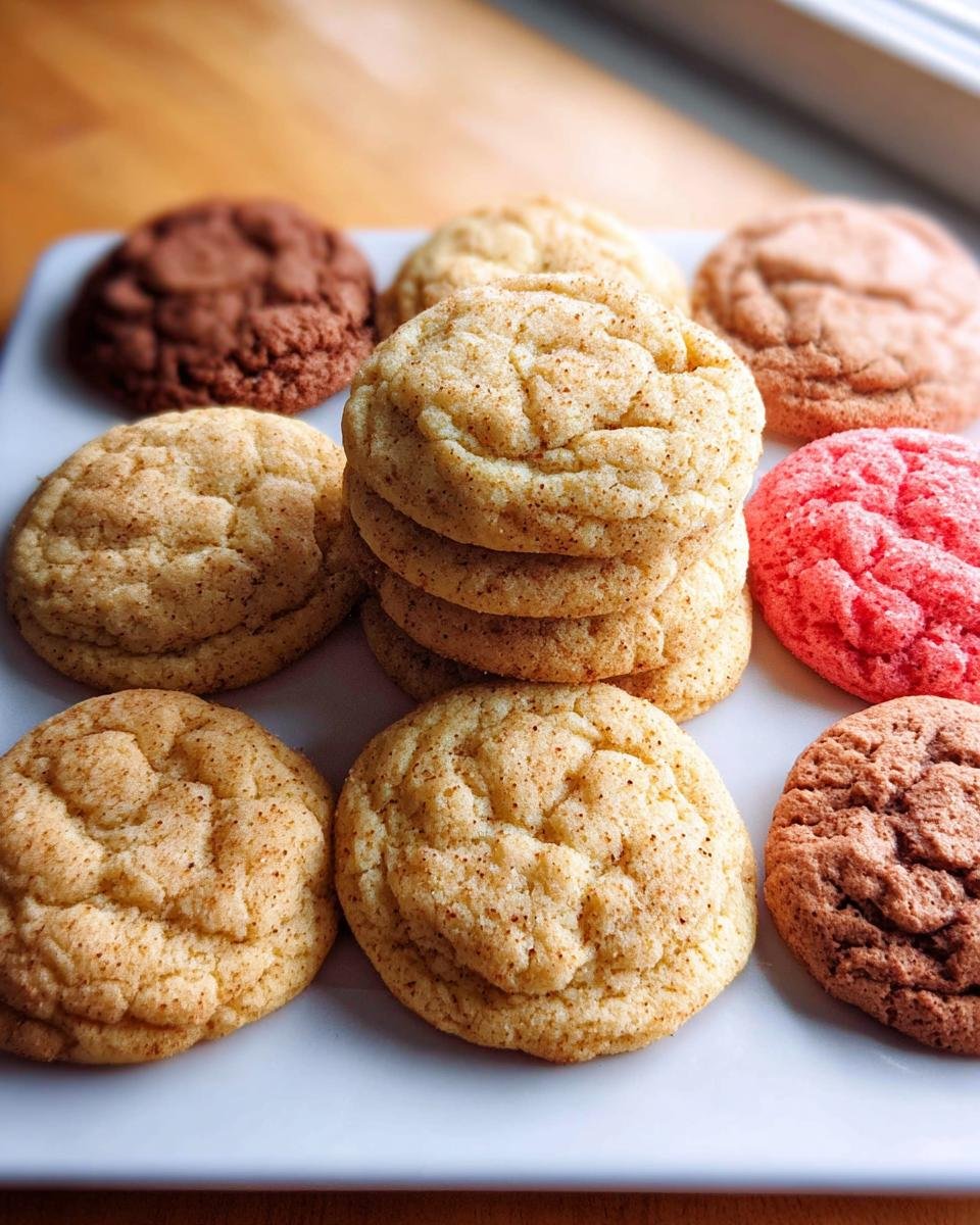 A variety of festive holiday cakes and dessert recipes cookies, including snickerdoodles, chocolate, and pink cookies.